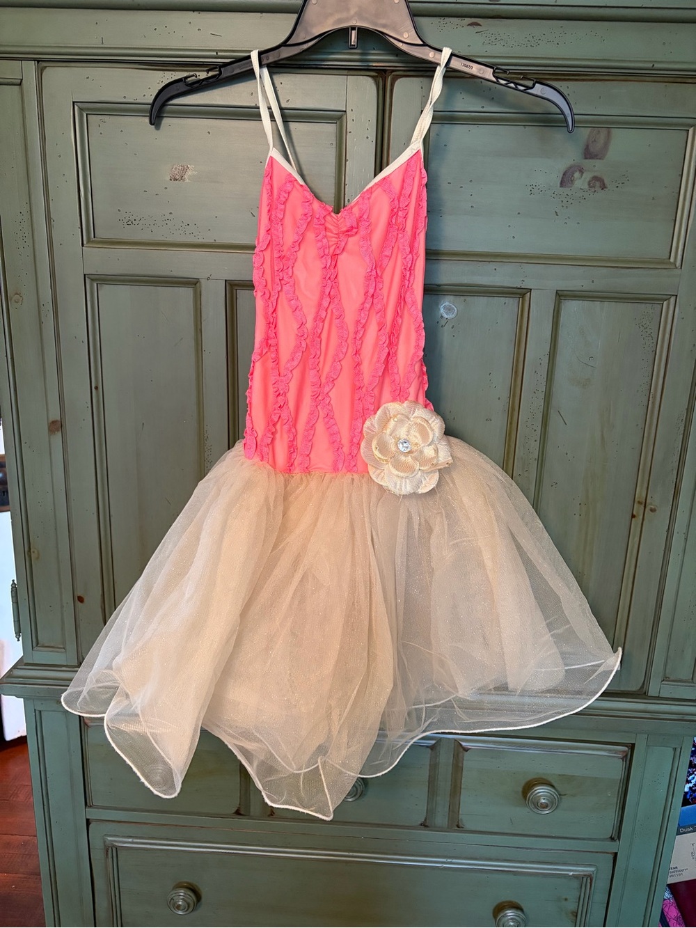 Weissman Pink and Ivory Tutu Dance Costume with Flower Accent 7301 MC
